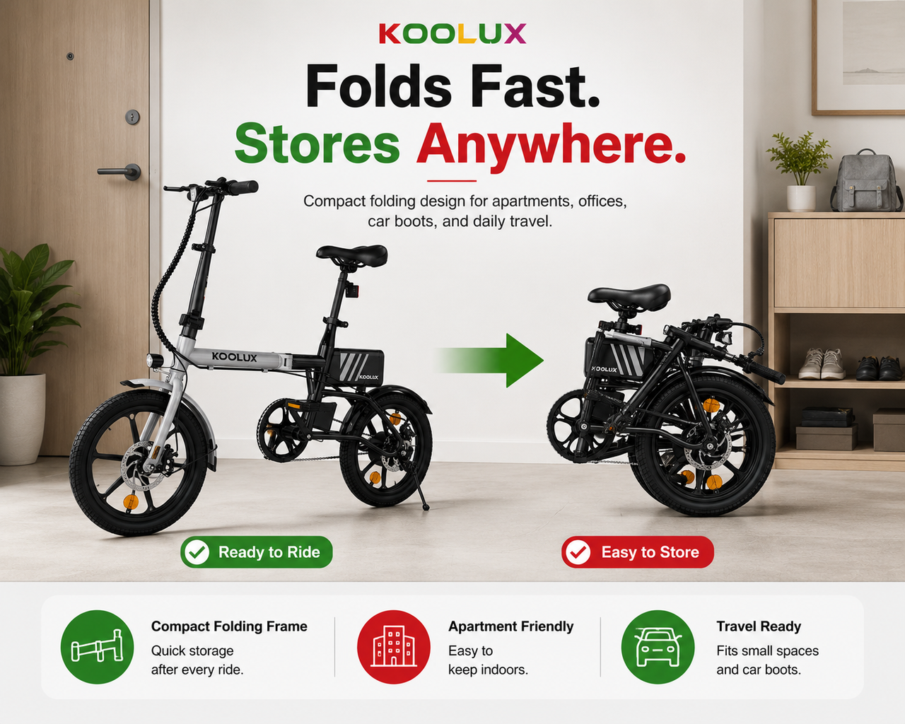 KOOLUX X11S Folding Electric Bike 750W / 15.5mph – Dual Battery 48V Fat Tyre E-Bike
