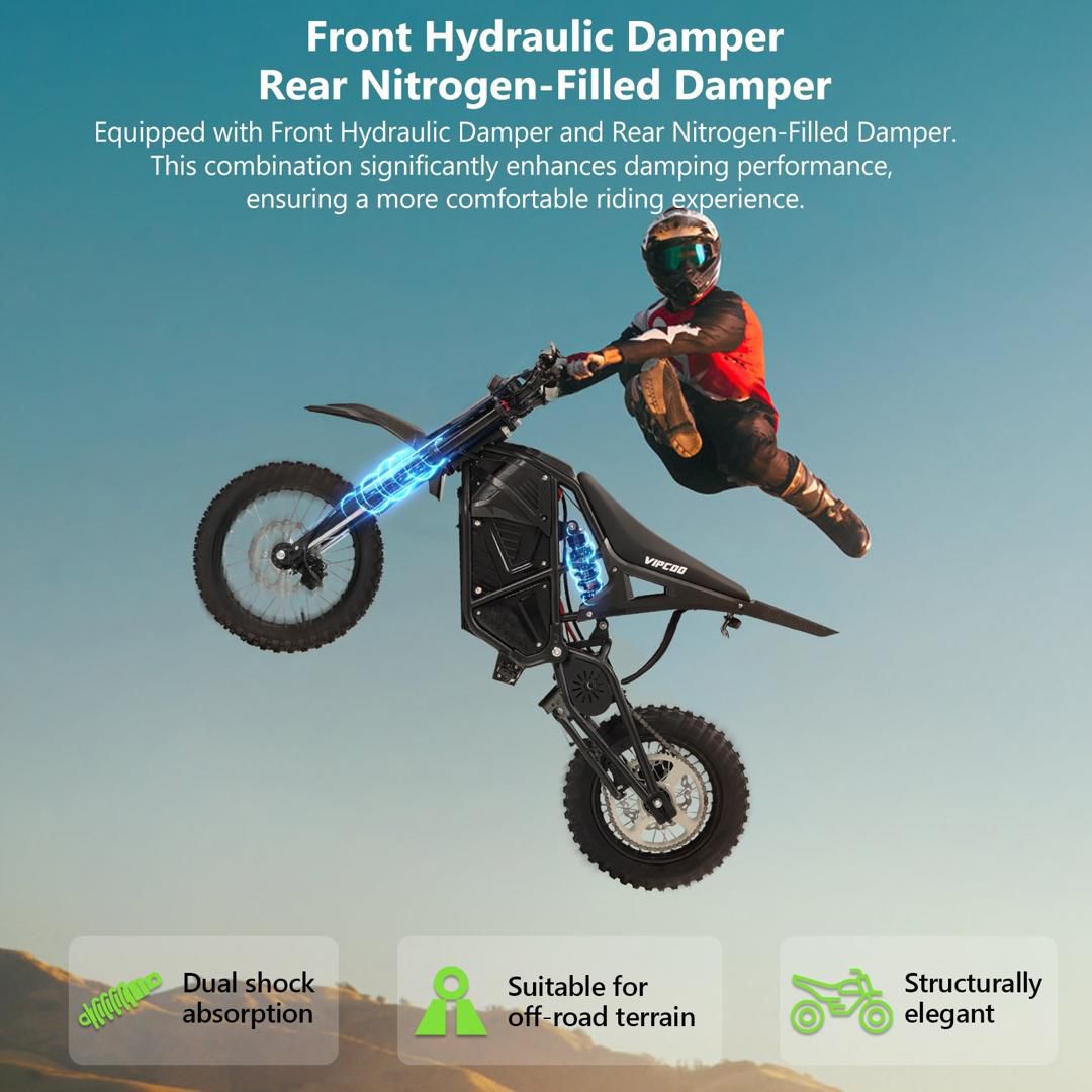 VIPCOO H3 Electric Dirt Bike 3500W – 48V 23Ah Off-Road E-Bike