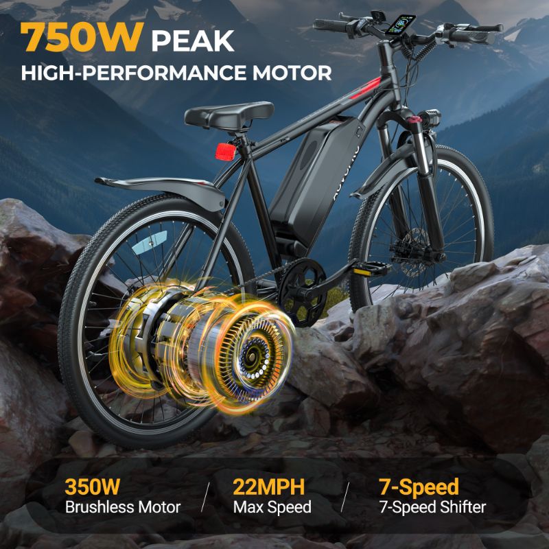 Ladped BK900 Electric Mountain Bike 350W / 15.5mph – 26-Inch E-Bike